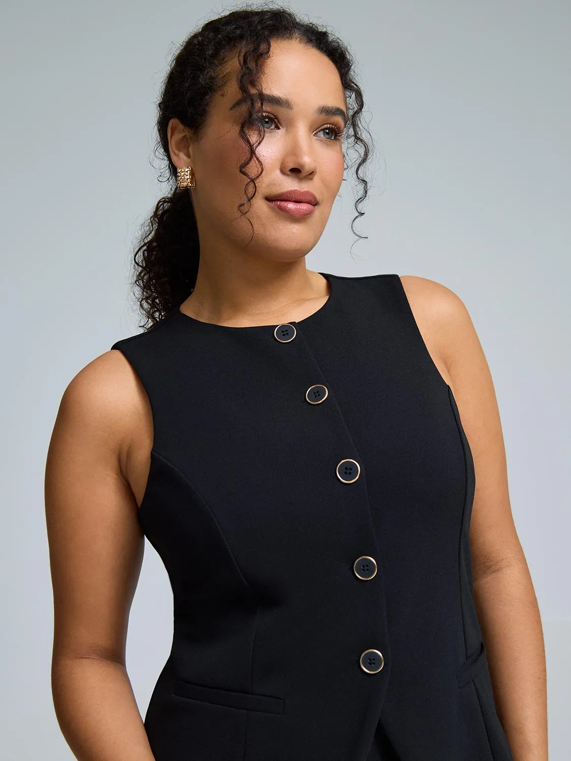 2-Fer Vest Sheath Dress lightweight material