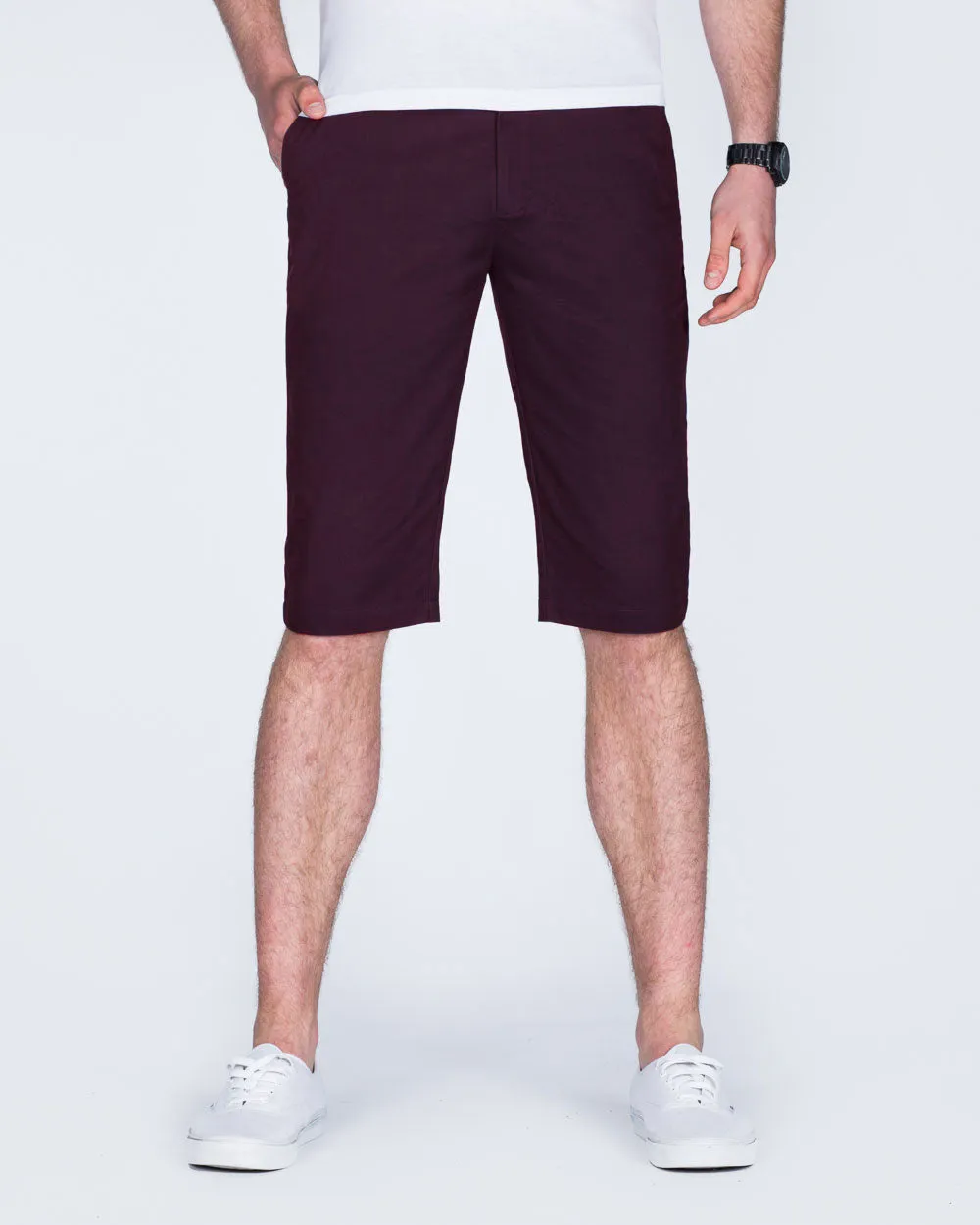 2t Alex Tall Slim Fit Chino Shorts (burgundy) everyday versatile