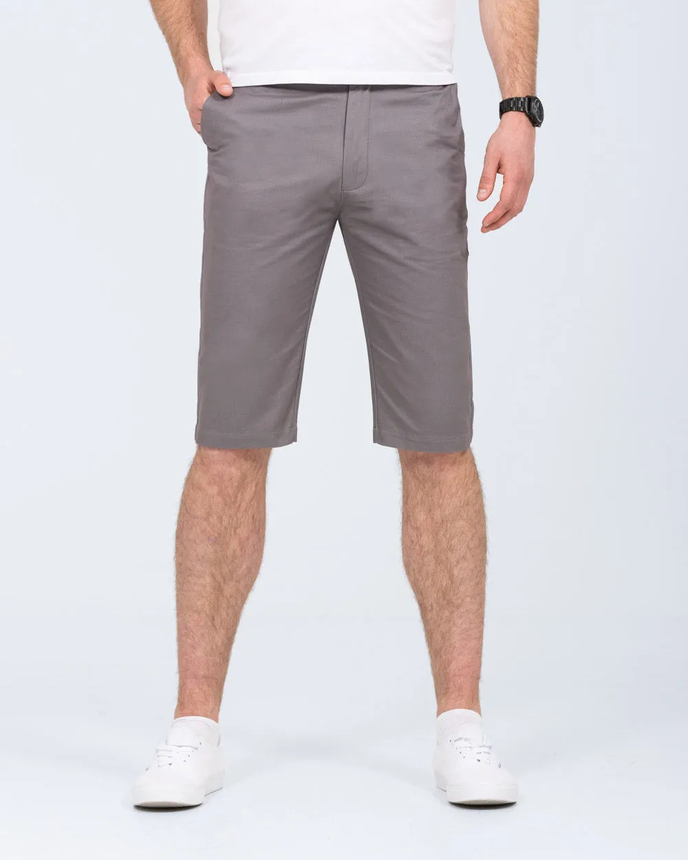 2t Alex Tall Slim Fit Chino Shorts (mid grey) casual simple