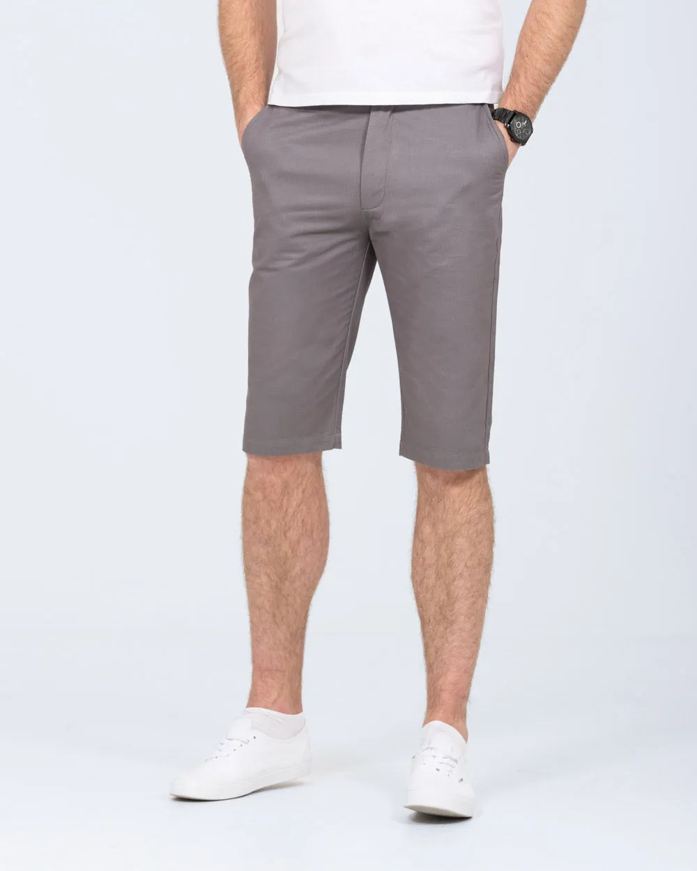 2t Alex Tall Slim Fit Chino Shorts (mid grey) travel must