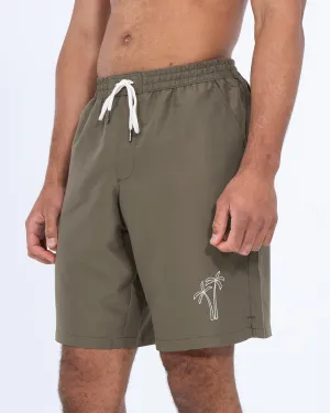 2t Aray Tall Embroidered Palm Swim Shorts (khaki) youth trend