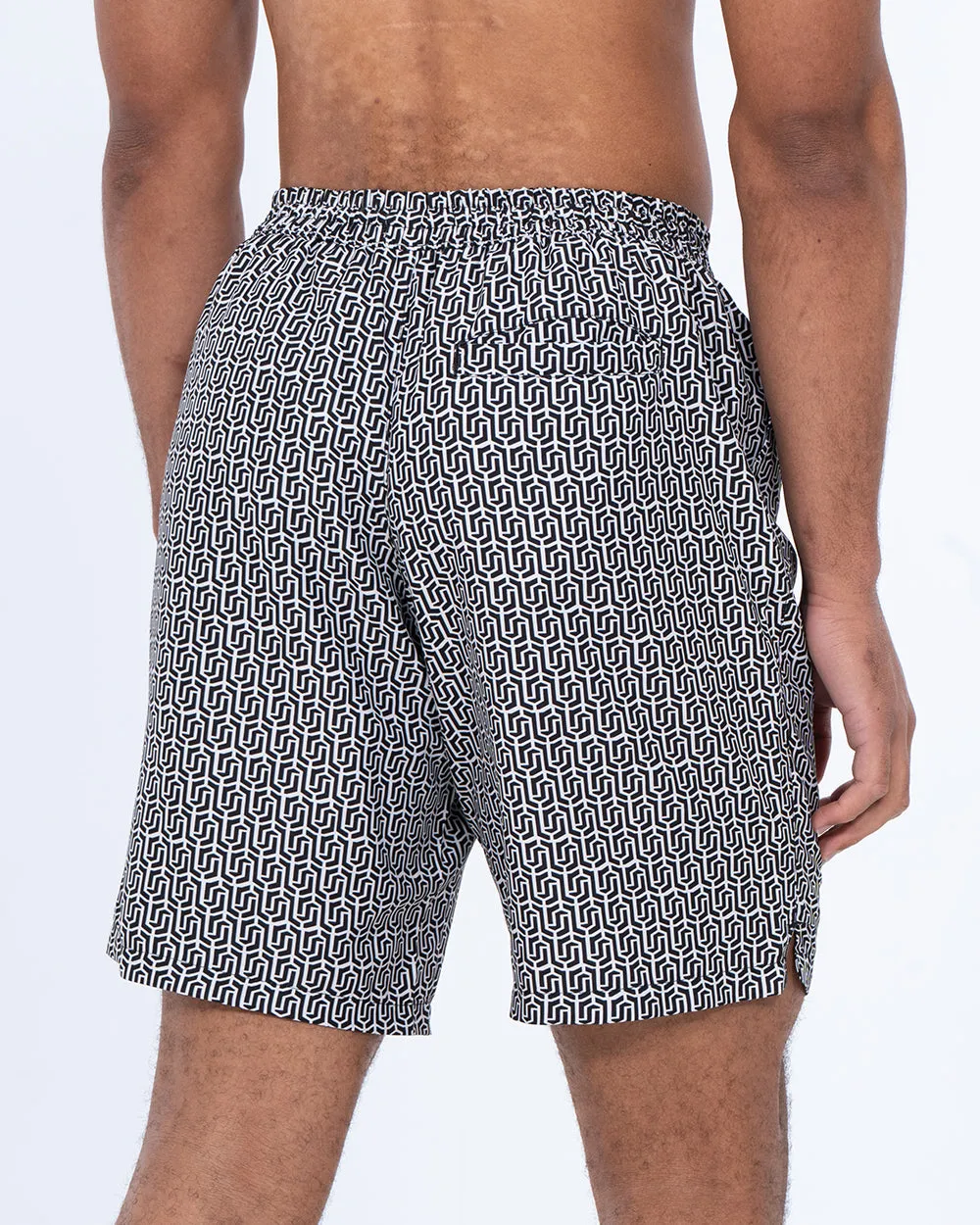 2t Aray Tall Geometric Swim Shorts (black/white) easy match