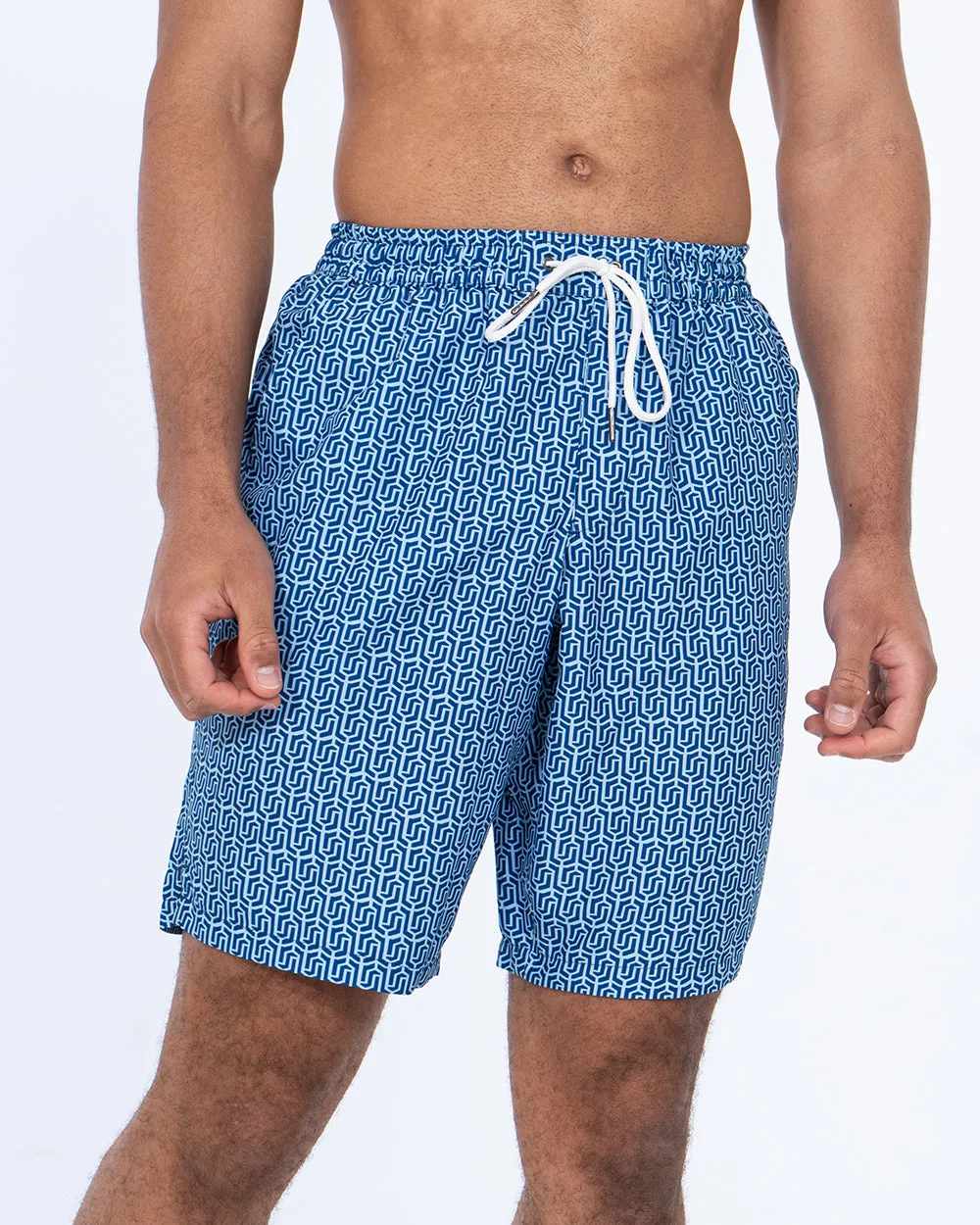 2t Aray Tall Geometric Swim Shorts (blue) casual style