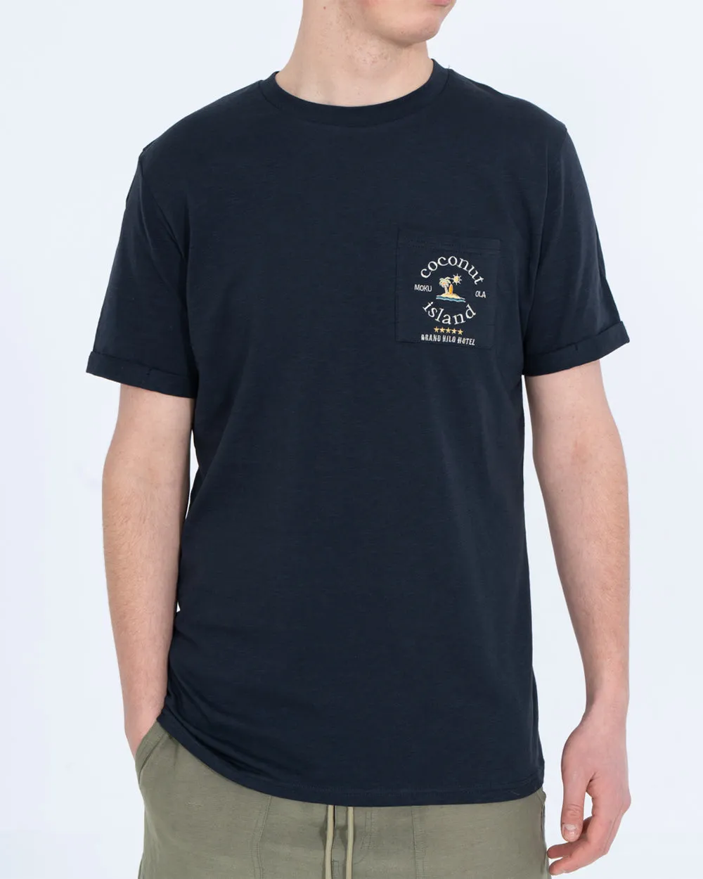 2t Benji Tall Embroidered Pocket T-Shirt (navy) music feel
