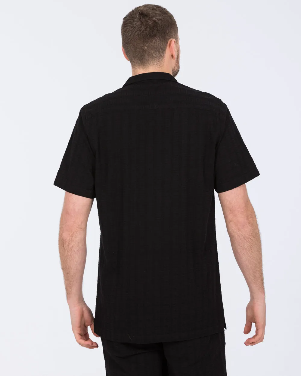 2t Blake Tall Short Sleeve Embroirdered Revere Shirt (black) Casual Cool