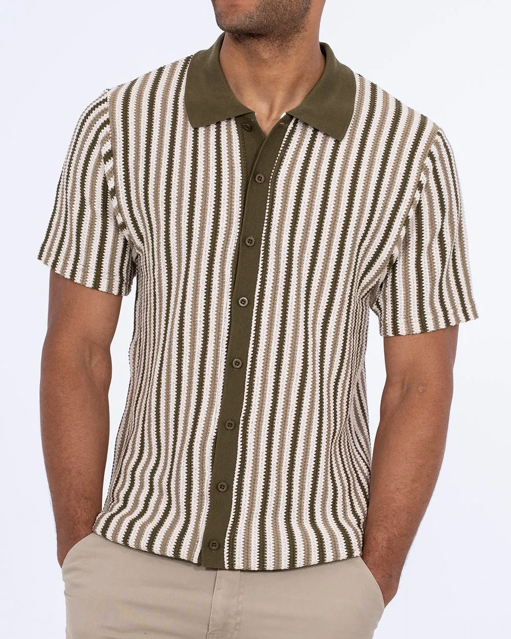 2t Bowie Tall Jacquard Polo Shirt (khaki) social mood