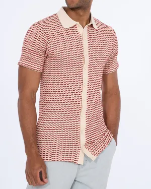 2t Bowie Tall Jacquard Polo Shirt (red) sharp edge