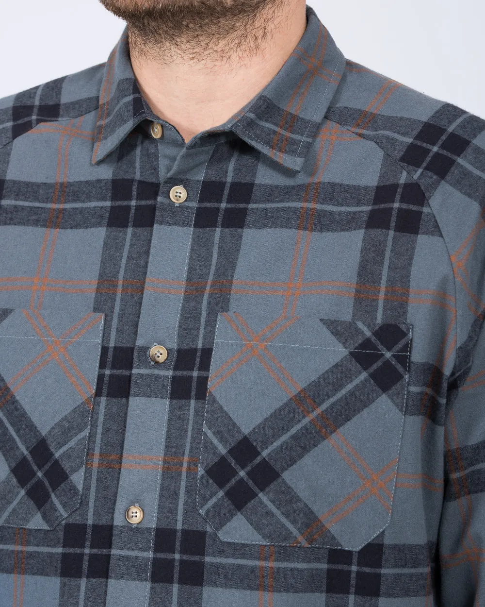2t Bradley Tall Relaxed Fit Raglan Checked Shirt (blue) Street Savvy