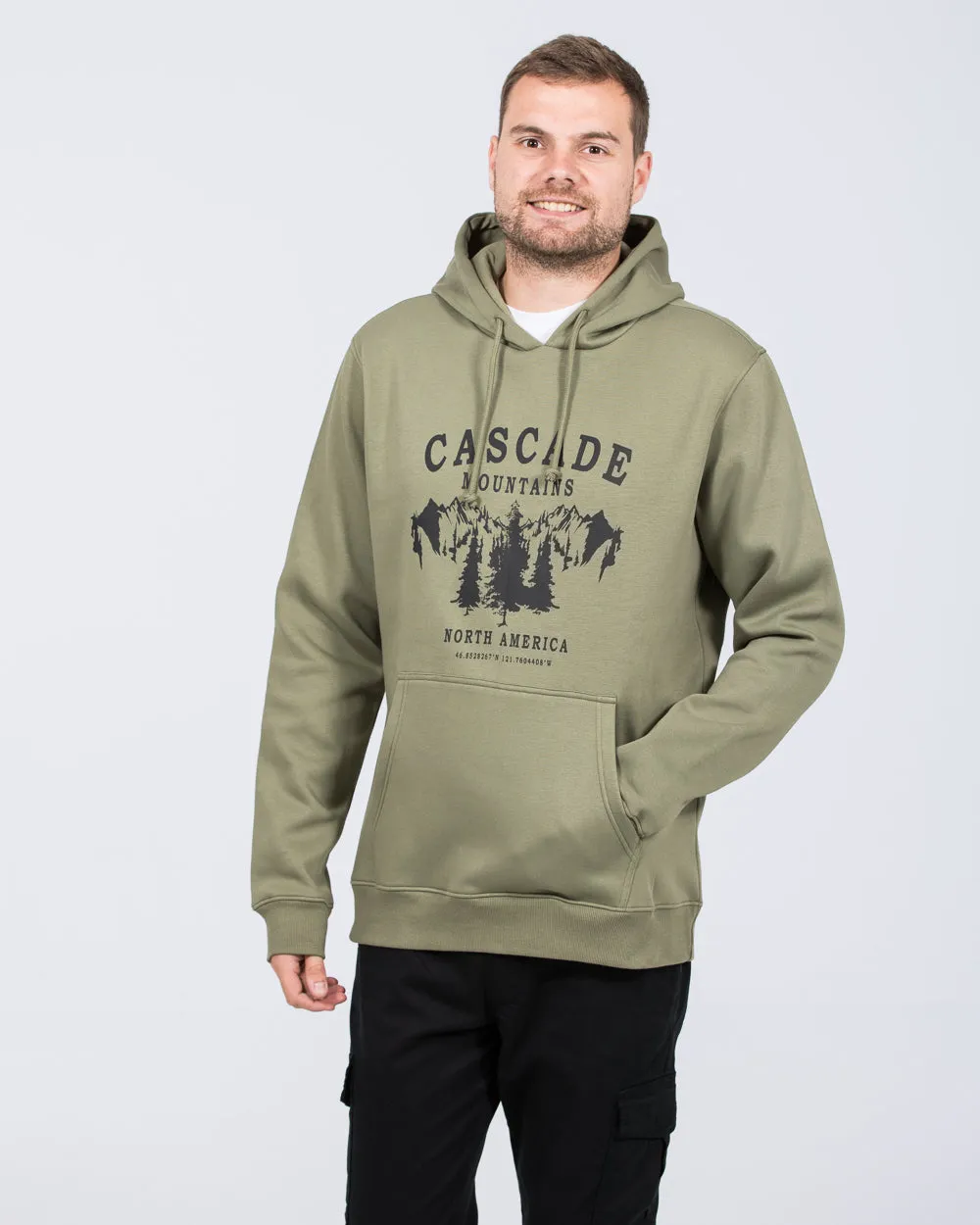 2t Brodie Tall Cascade Regular Fit Hoodie (khaki) long wear