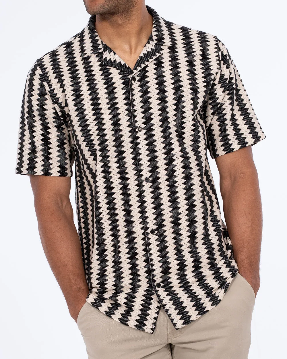 2t Brooks Tall Revere Crochet Shirt (black) Casual Cool