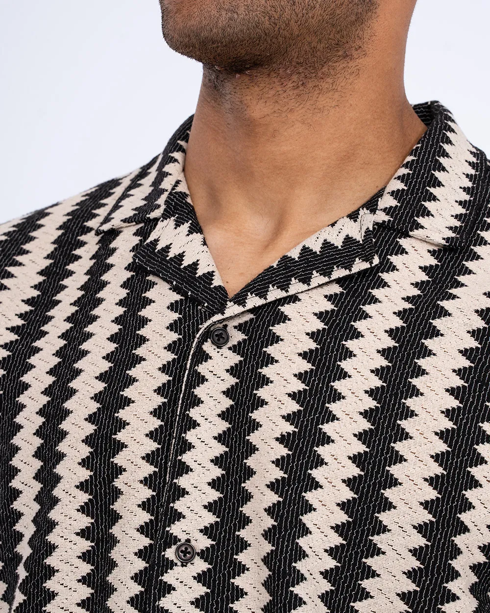 2t Brooks Tall Revere Crochet Shirt (black) Slim Fit