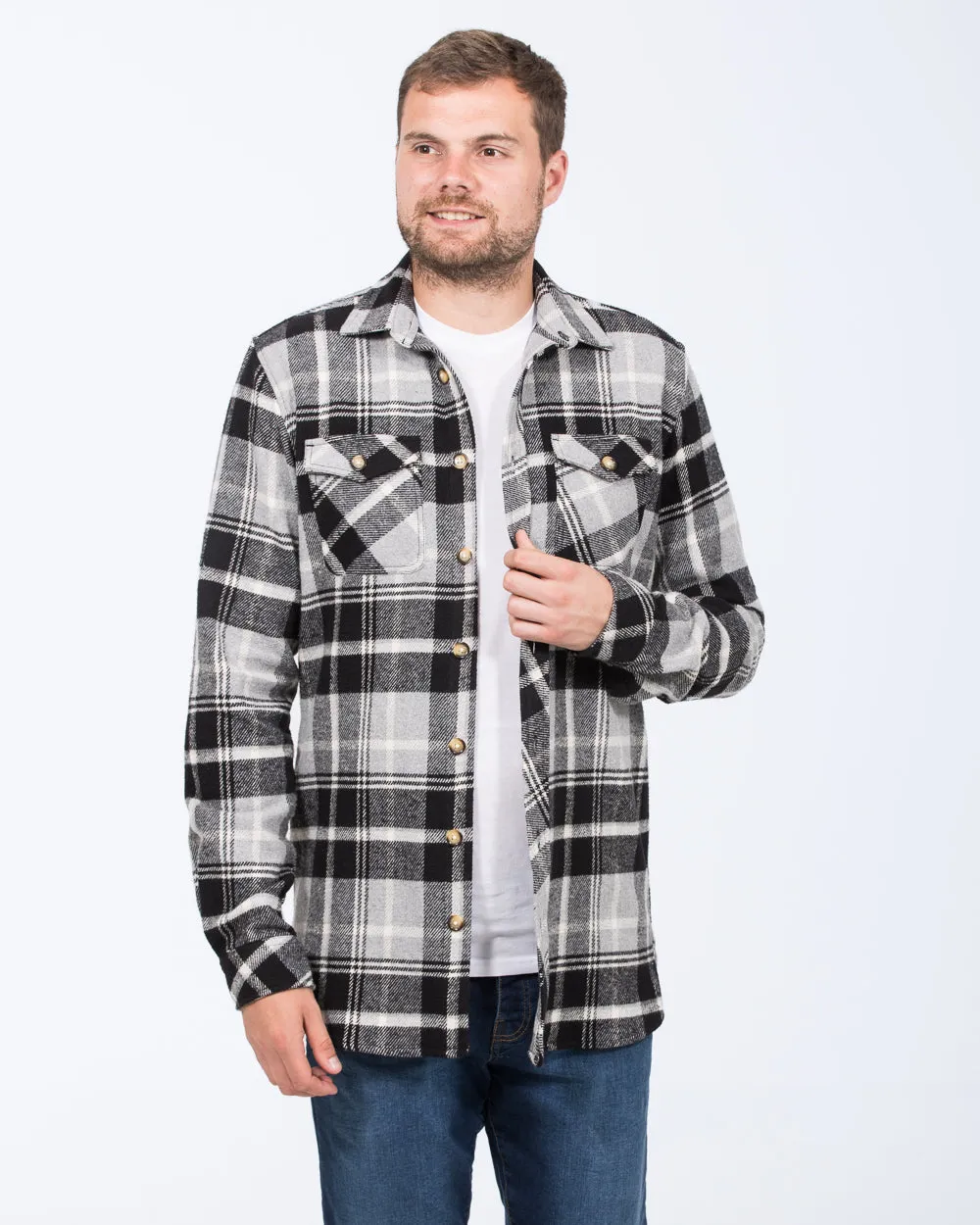 2t Caleb Tall Checked Shacket (neutral) nature walk edge