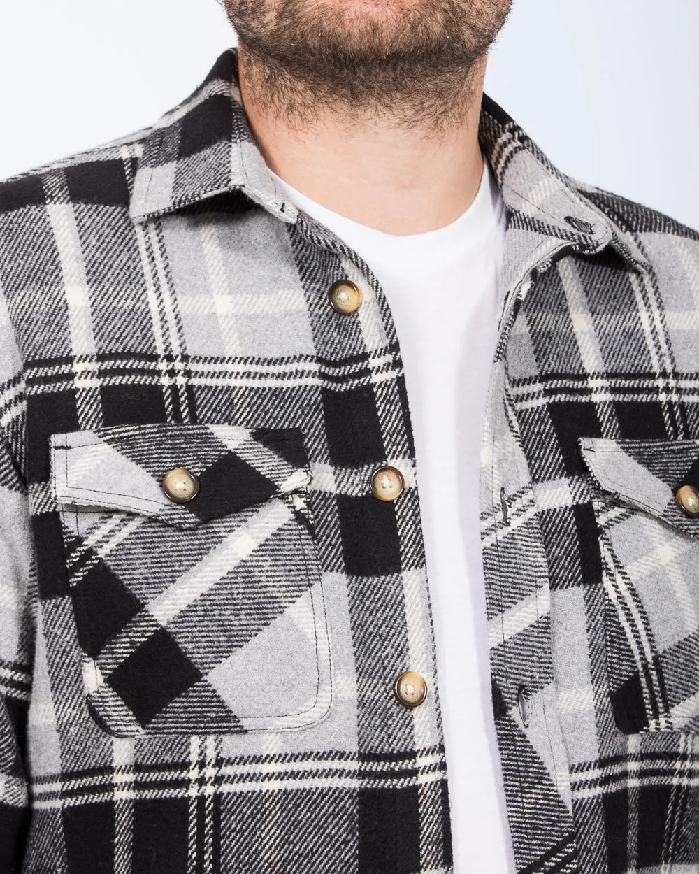 2t Caleb Tall Checked Shacket (neutral) cozy core wear