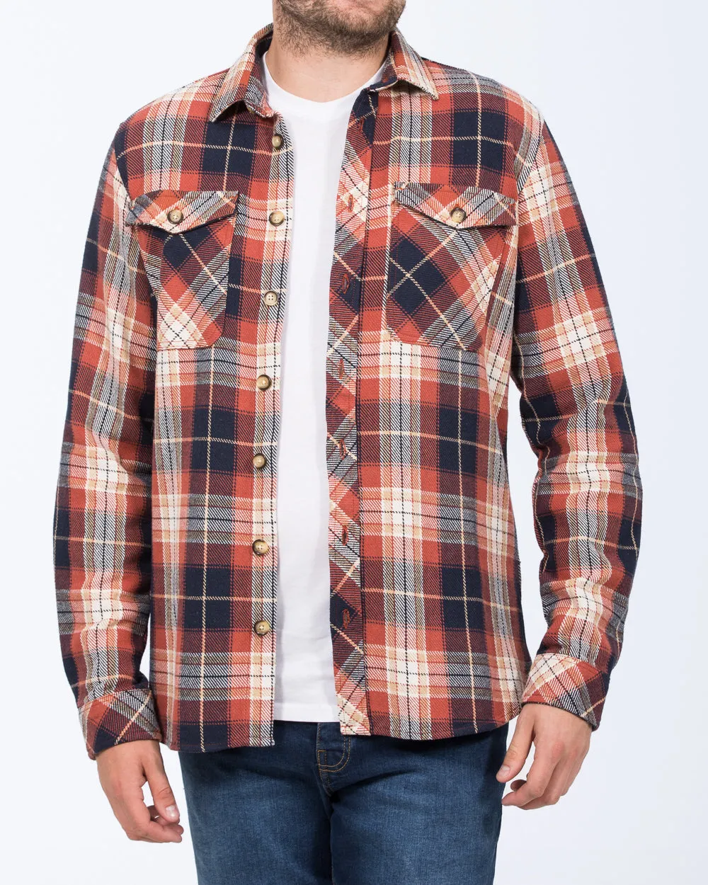 2t Caleb Tall Checked Shacket (rust) urban chill guard
