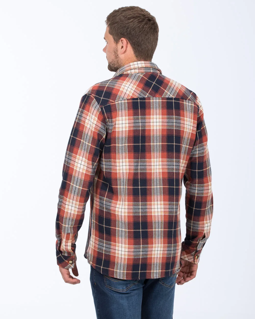 2t Caleb Tall Checked Shacket (rust) bold silhouette outer