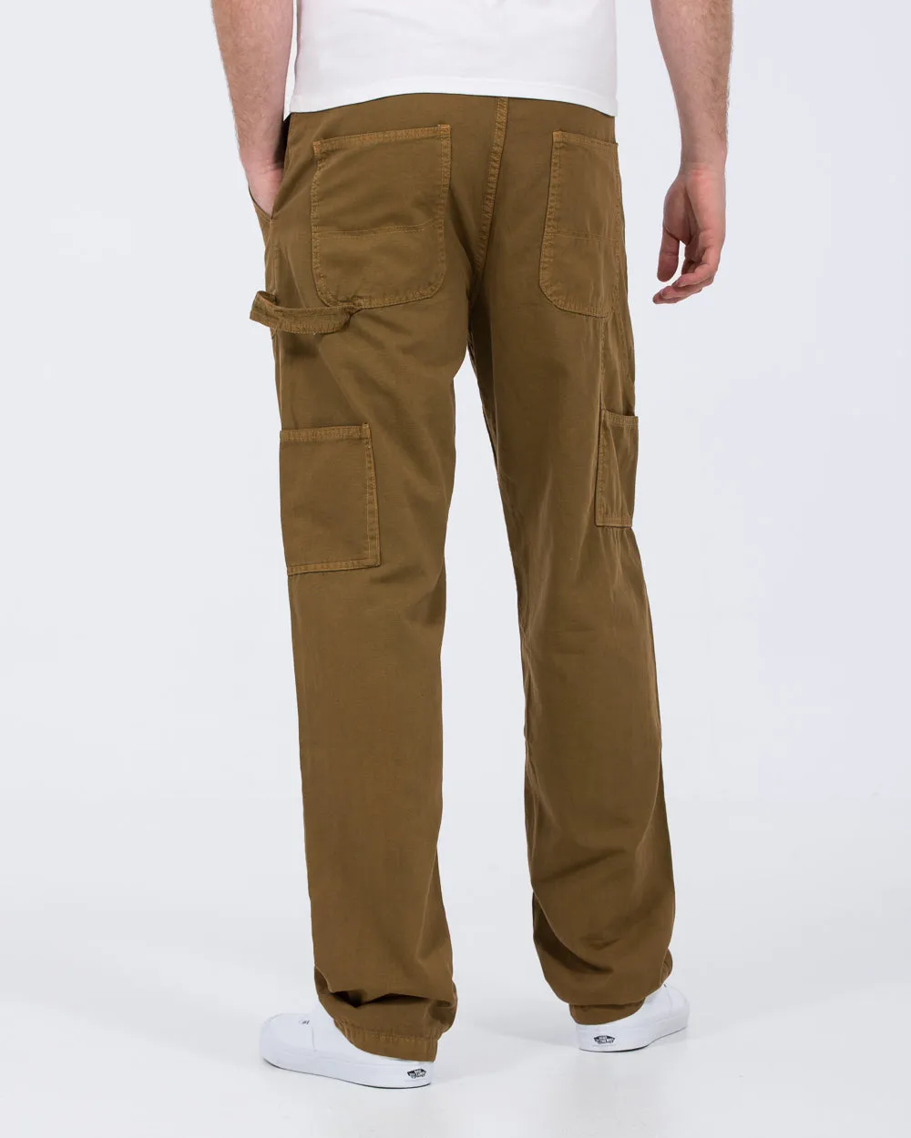 2t Calum Tall Loose Fit Carpenter Trousers (tan) gear storage