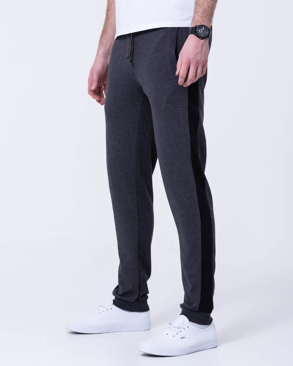 2t Colin Striped Regular Fit Tall Joggers (charcoal) multi pockets