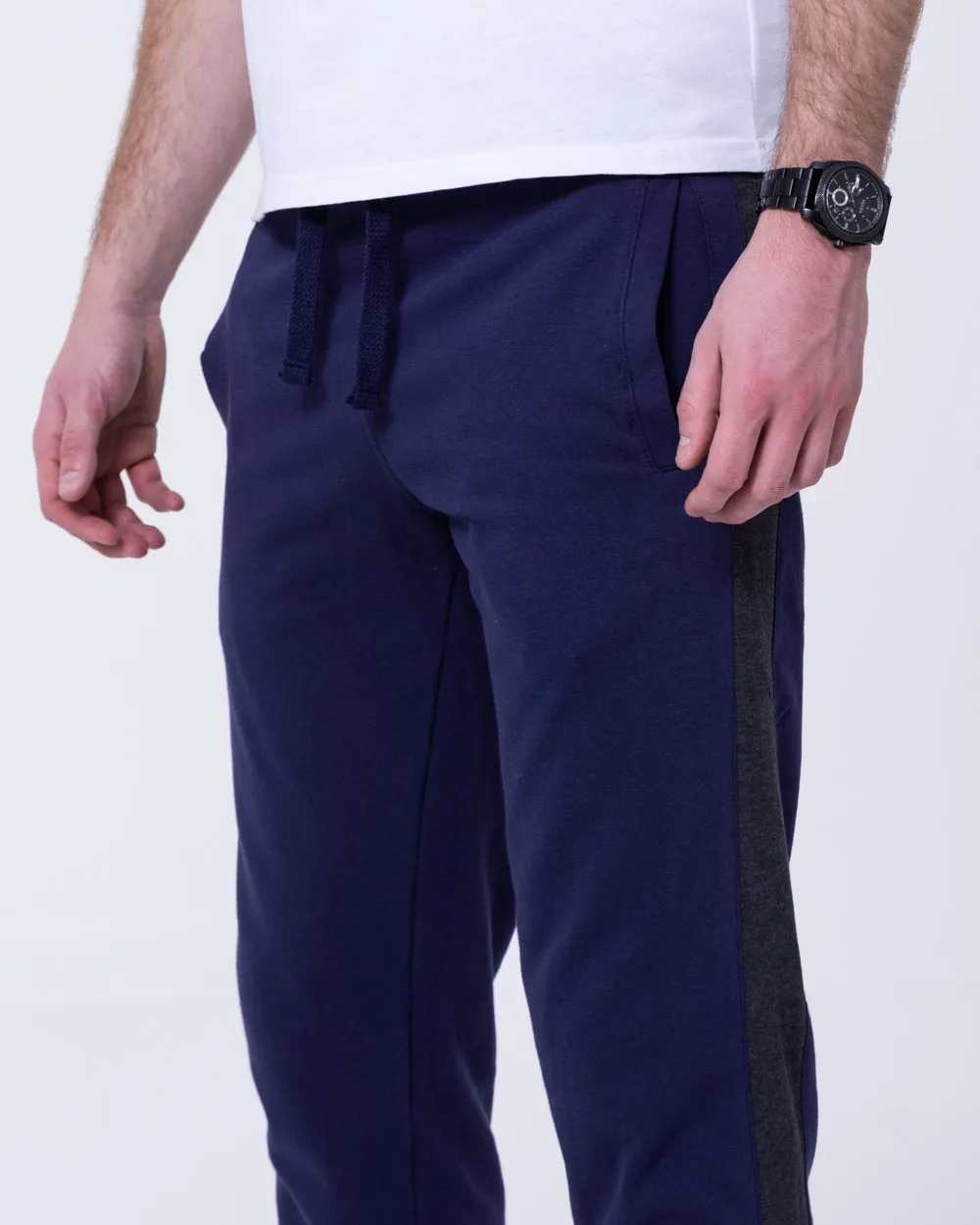 2t Colin Striped Regular Fit Tall Joggers (navy) elastic waist