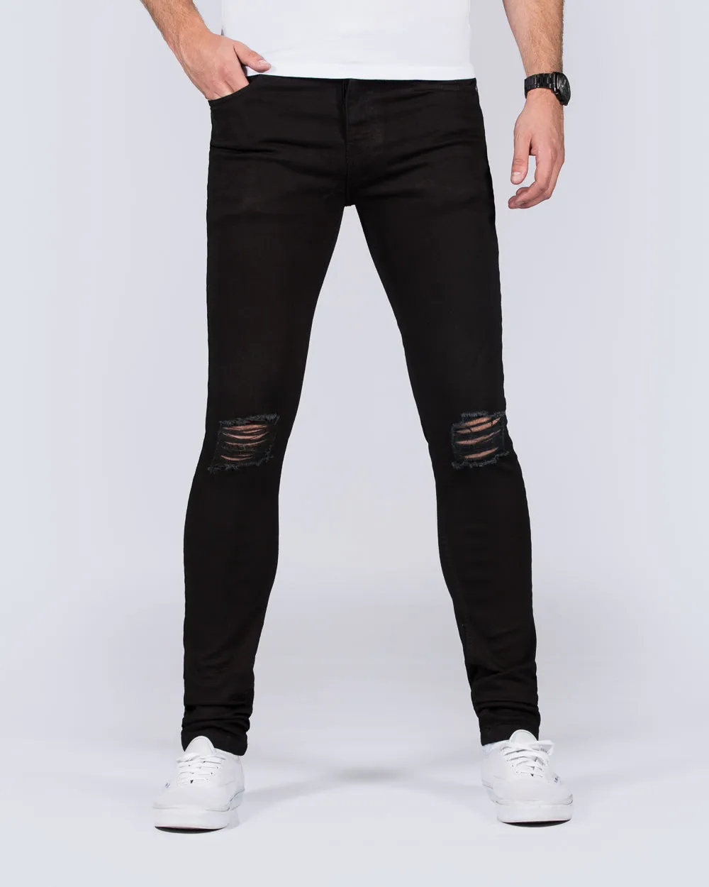 2t Connor Skinny Fit Ripped Jeans (black) versatile style