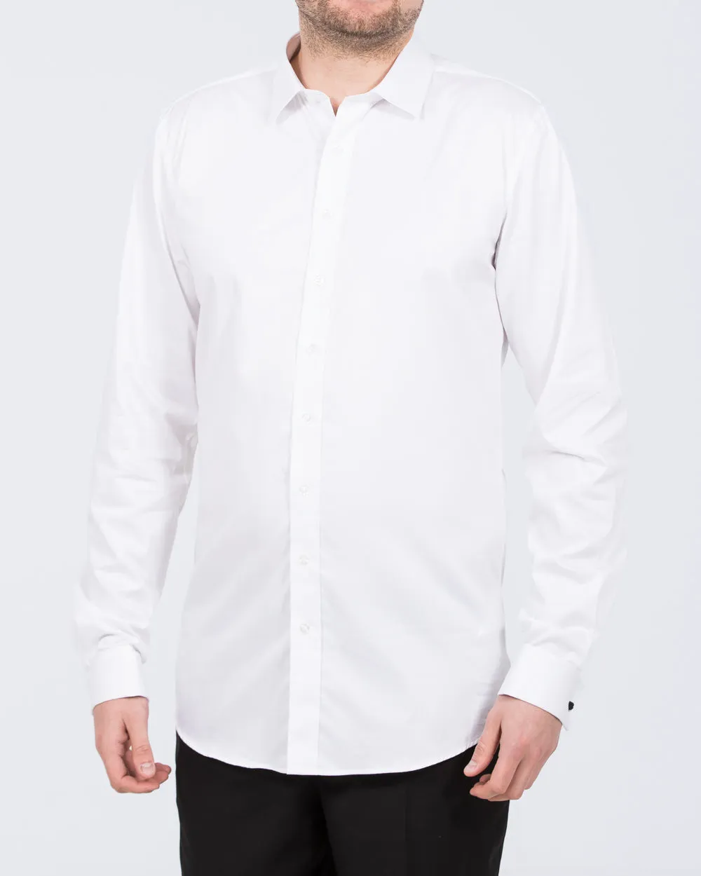 2t Craig Slim Fit Extra Tall Double Cuff Shirt (white) Layer Friendly