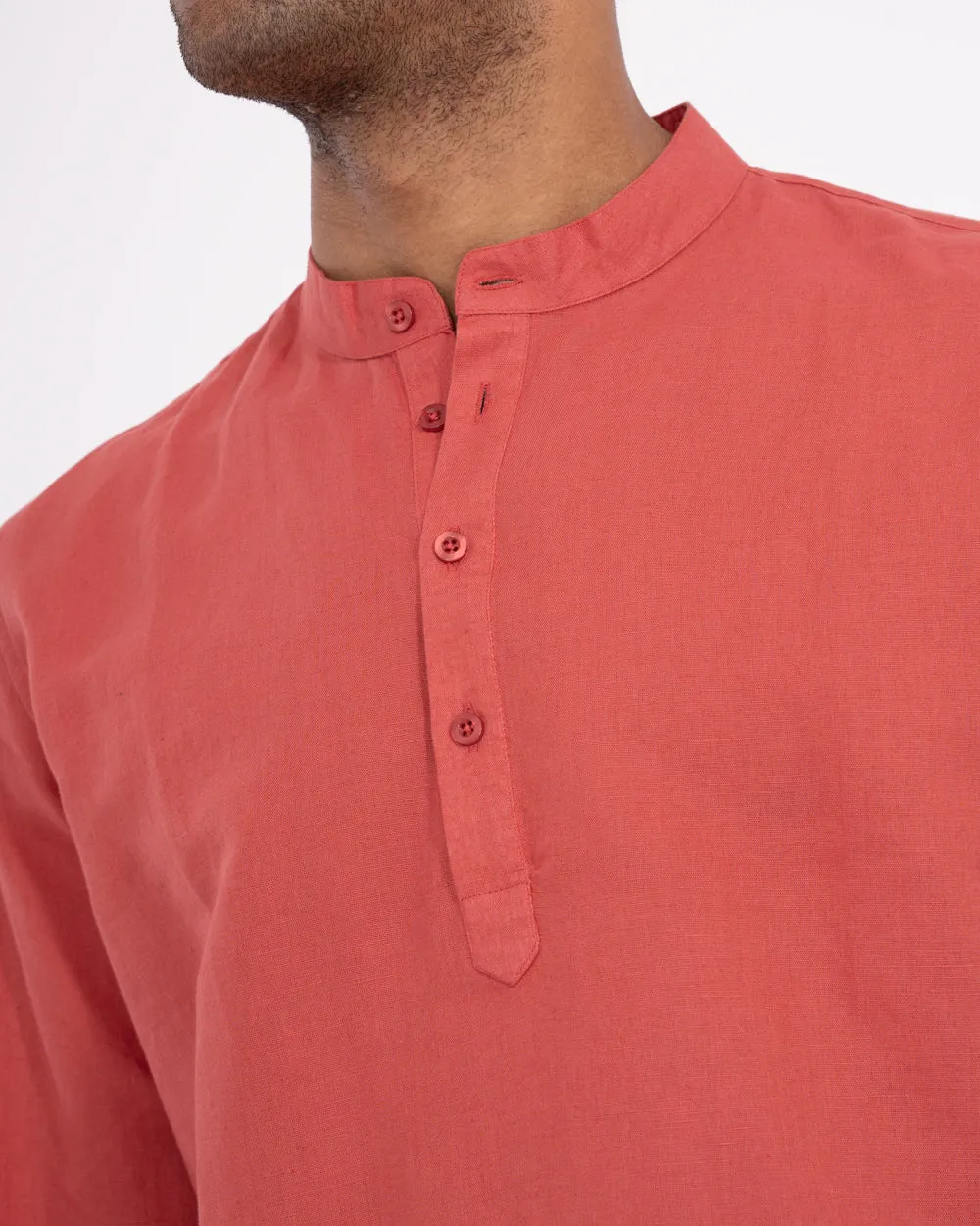 2t Cruz Tall Half Placket Linen Shirt (coral) Classic Ease