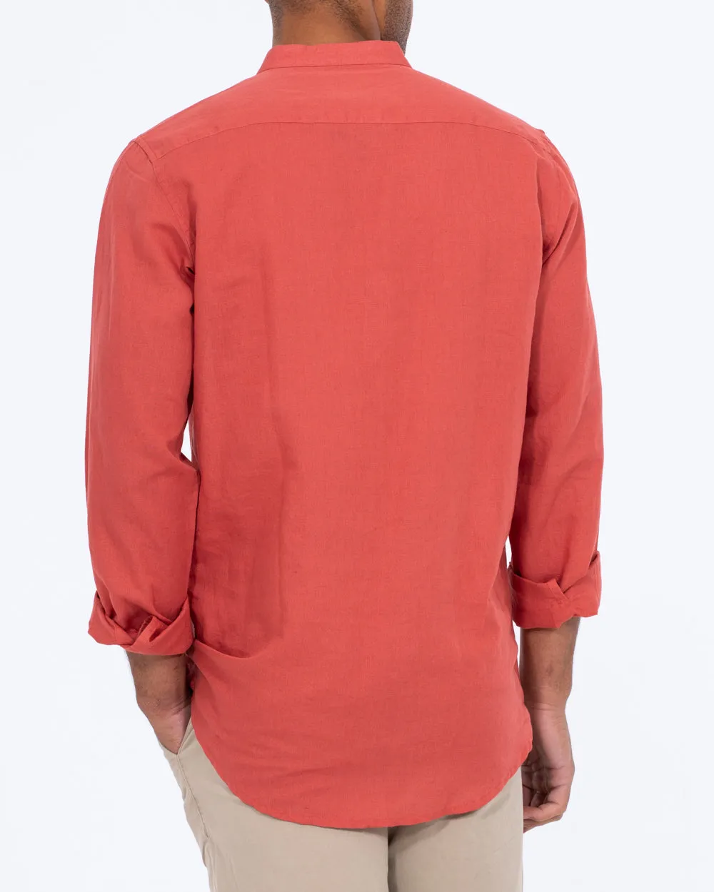 2t Cruz Tall Half Placket Linen Shirt (coral) Crowd Fit