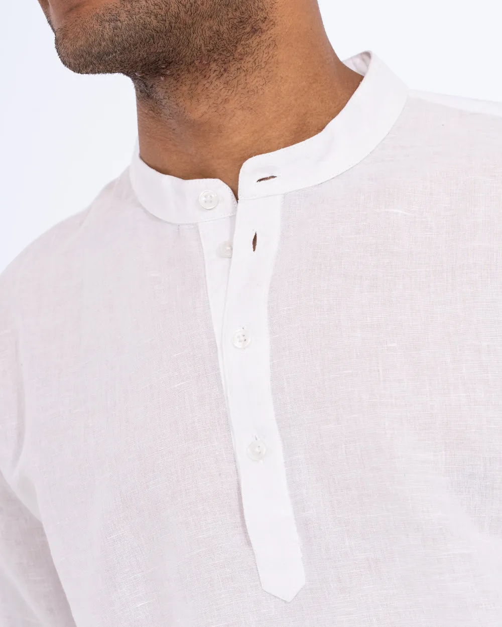 2t Cruz Tall Half Placket Linen Shirt (white) Lounge Ready