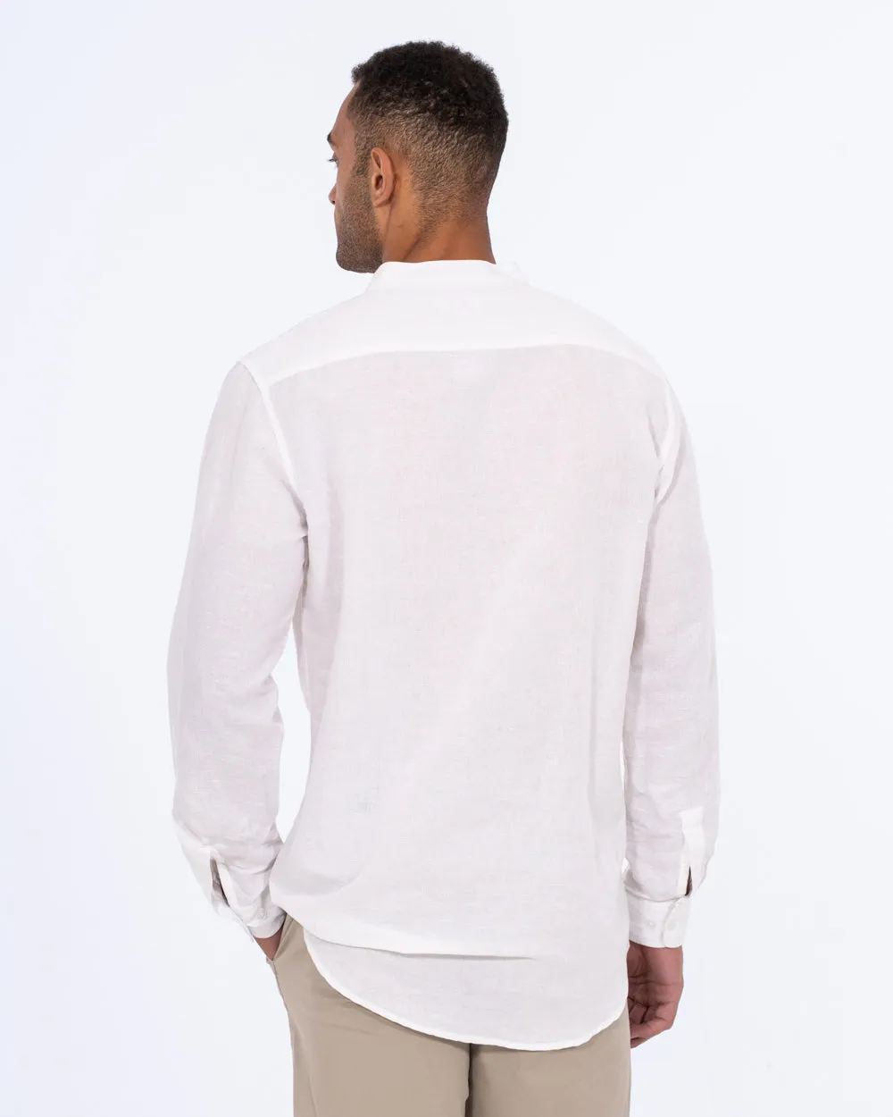 2t Cruz Tall Half Placket Linen Shirt (white) Chill Flow