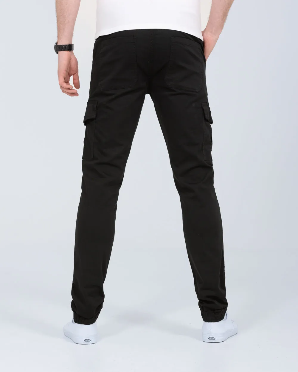 2t Dean Slim Fit Tall Stretch Cargo Trousers (black) durable wear