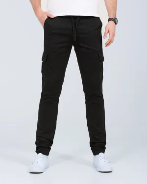 2t Dean Slim Fit Tall Stretch Cargo Trousers (black) wear resistant