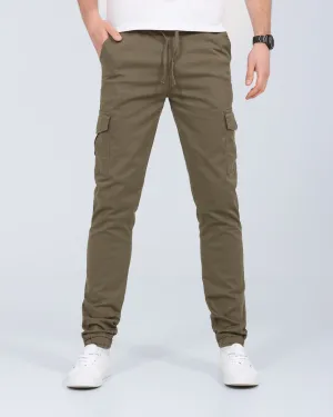 2t Dean Slim Fit Tall Stretch Cargo Trousers (khaki) functional pockets