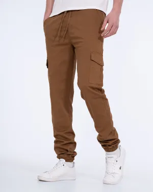 2t Dean Slim Fit Tall Stretch Cargo Trousers (tan) modern street