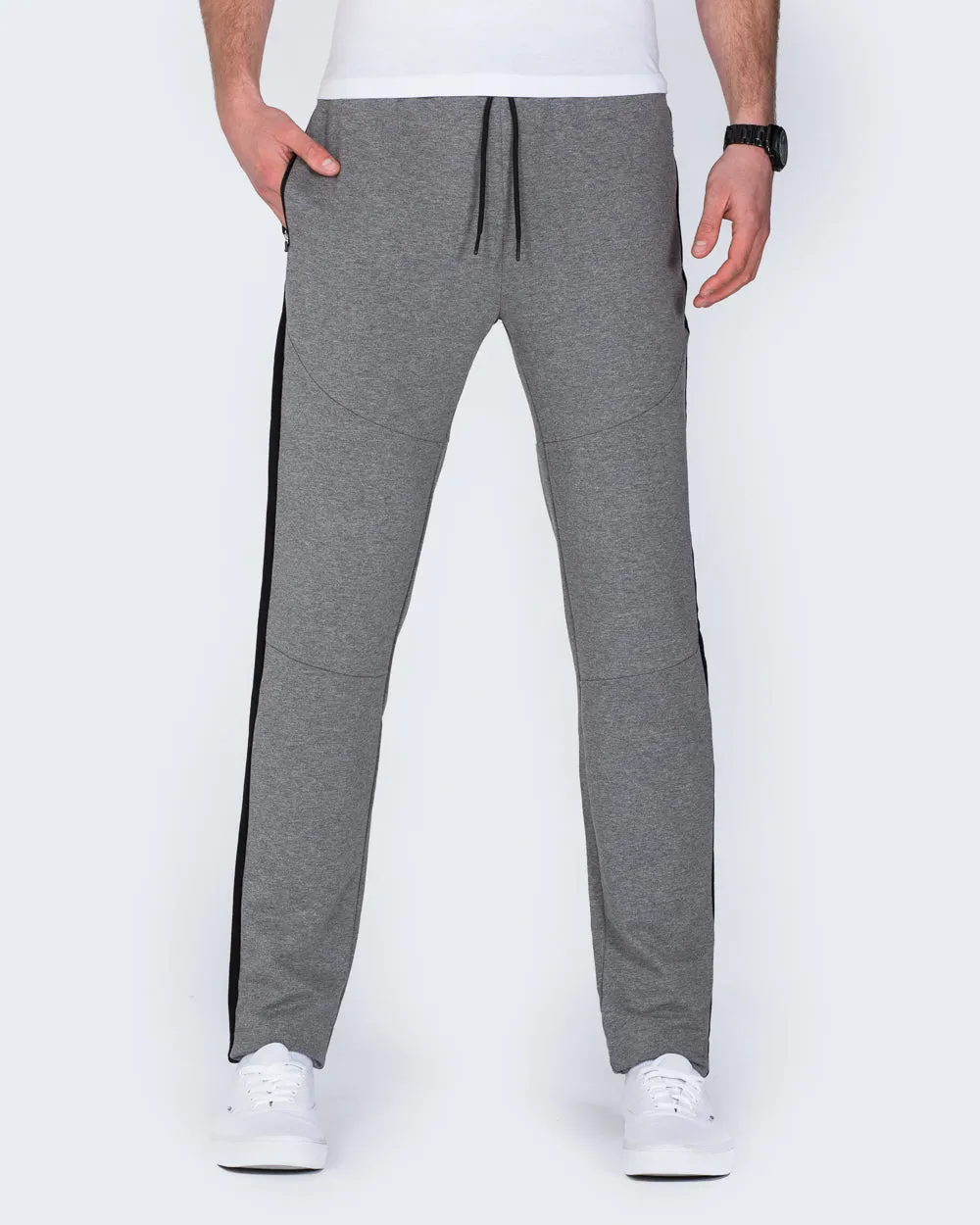 2t Declan Striped Slim Fit Tall Gym Joggers (charcoal) travel buddy