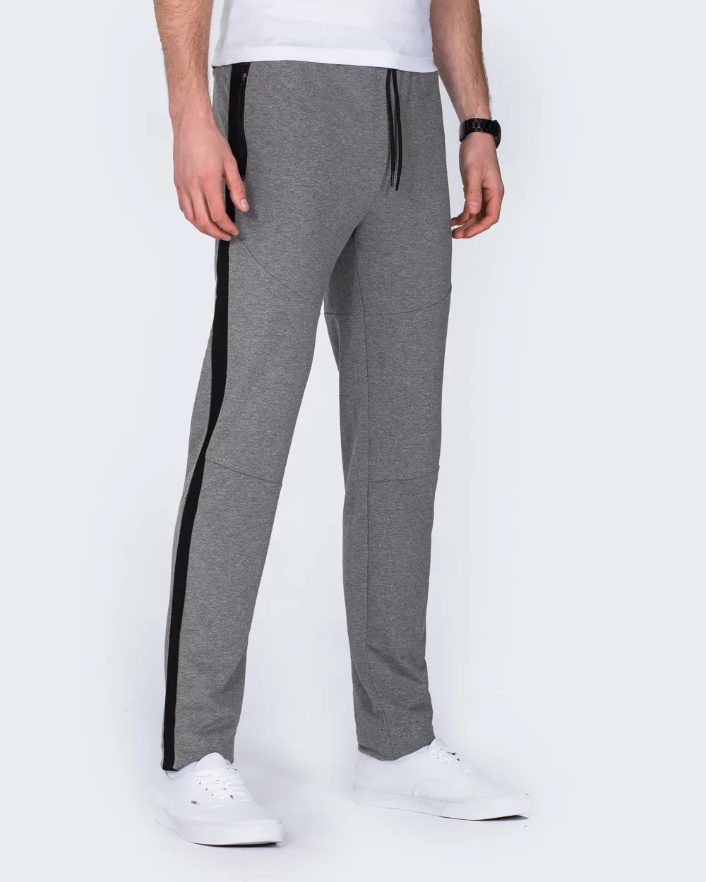 2t Declan Striped Slim Fit Tall Gym Joggers (charcoal) sport train