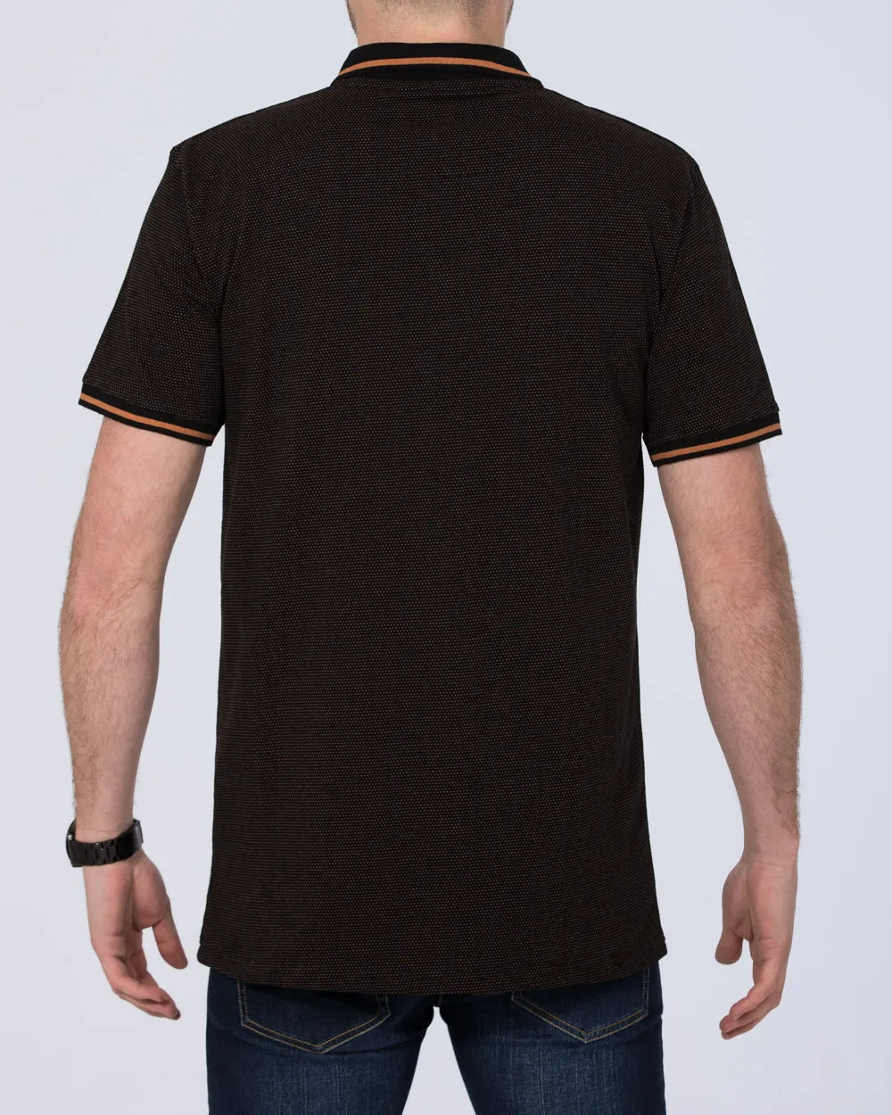 2t Dobby Print Regular Fit Tall Polo Shirt (black) all-season fit