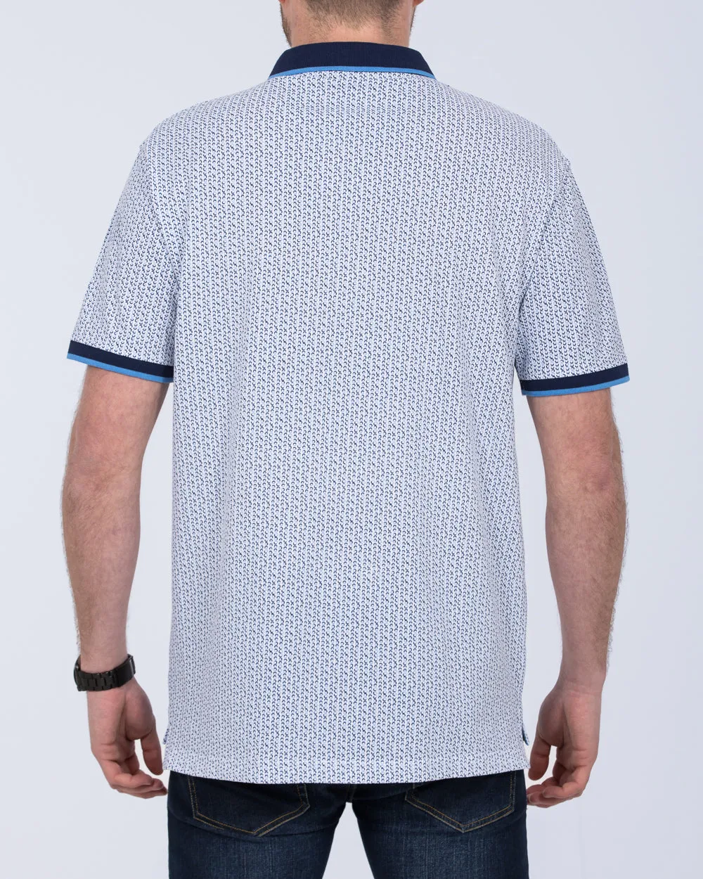 2t Dobby Print Regular Fit Tall Polo Shirt (white) classic tone