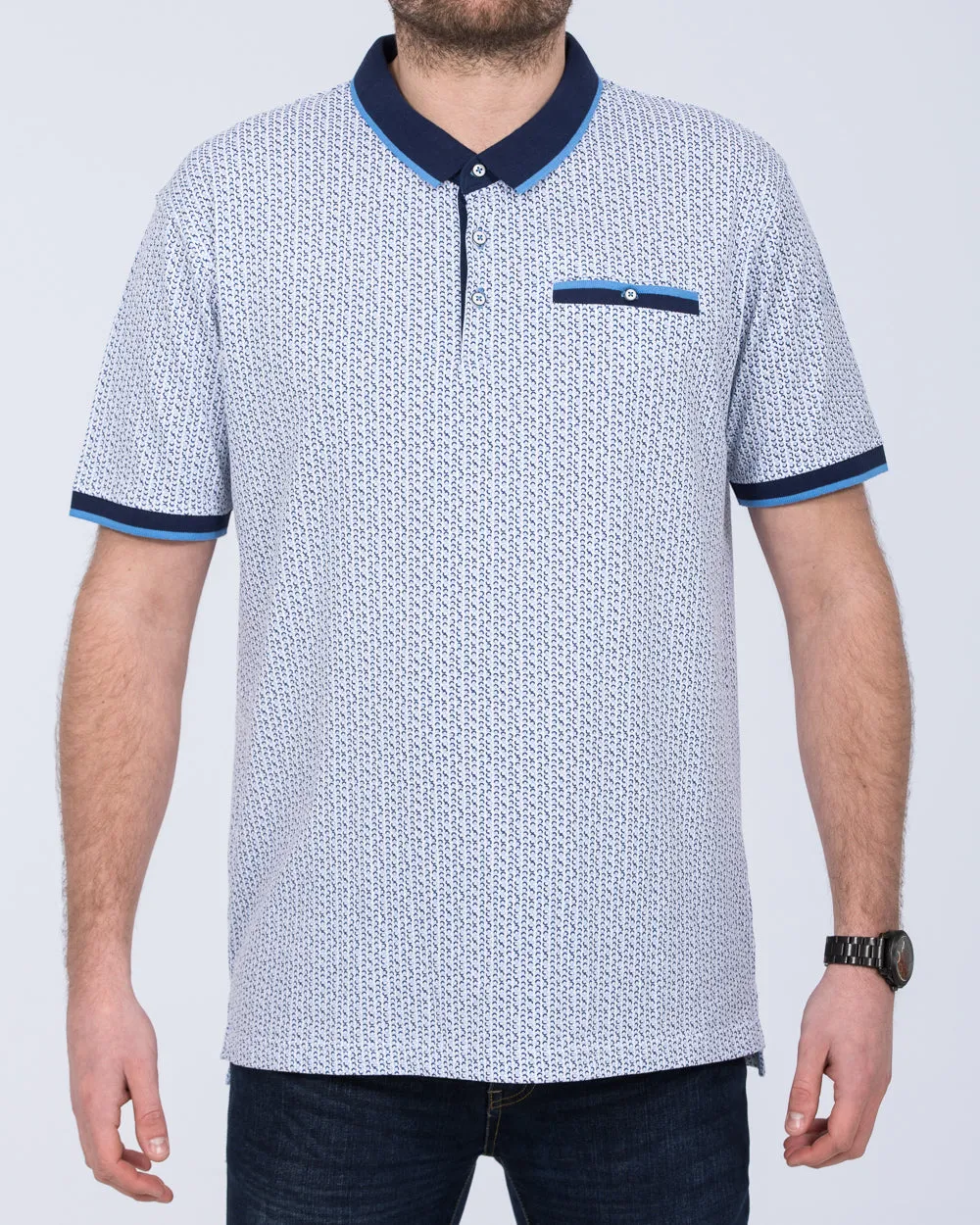 2t Dobby Print Regular Fit Tall Polo Shirt (white) subtle edge