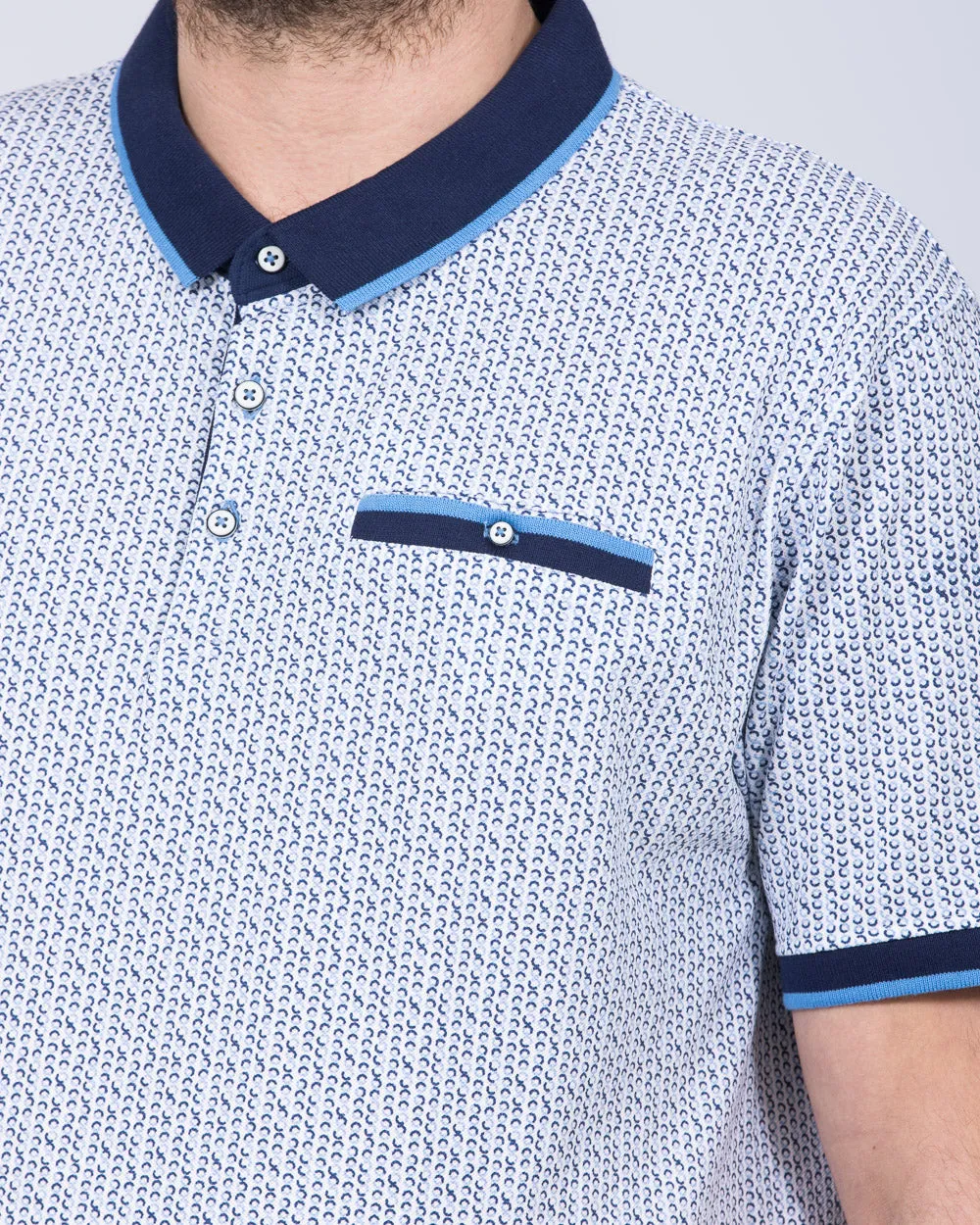 2t Dobby Print Regular Fit Tall Polo Shirt (white) coastal tone