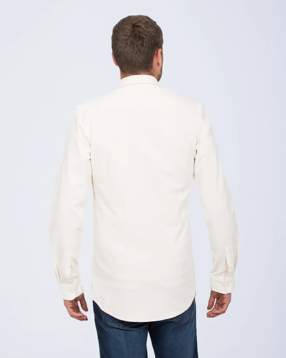 2t Drew Extra Tall Slim Fit Cord Oxford Shirt (ecru) Sharp Look