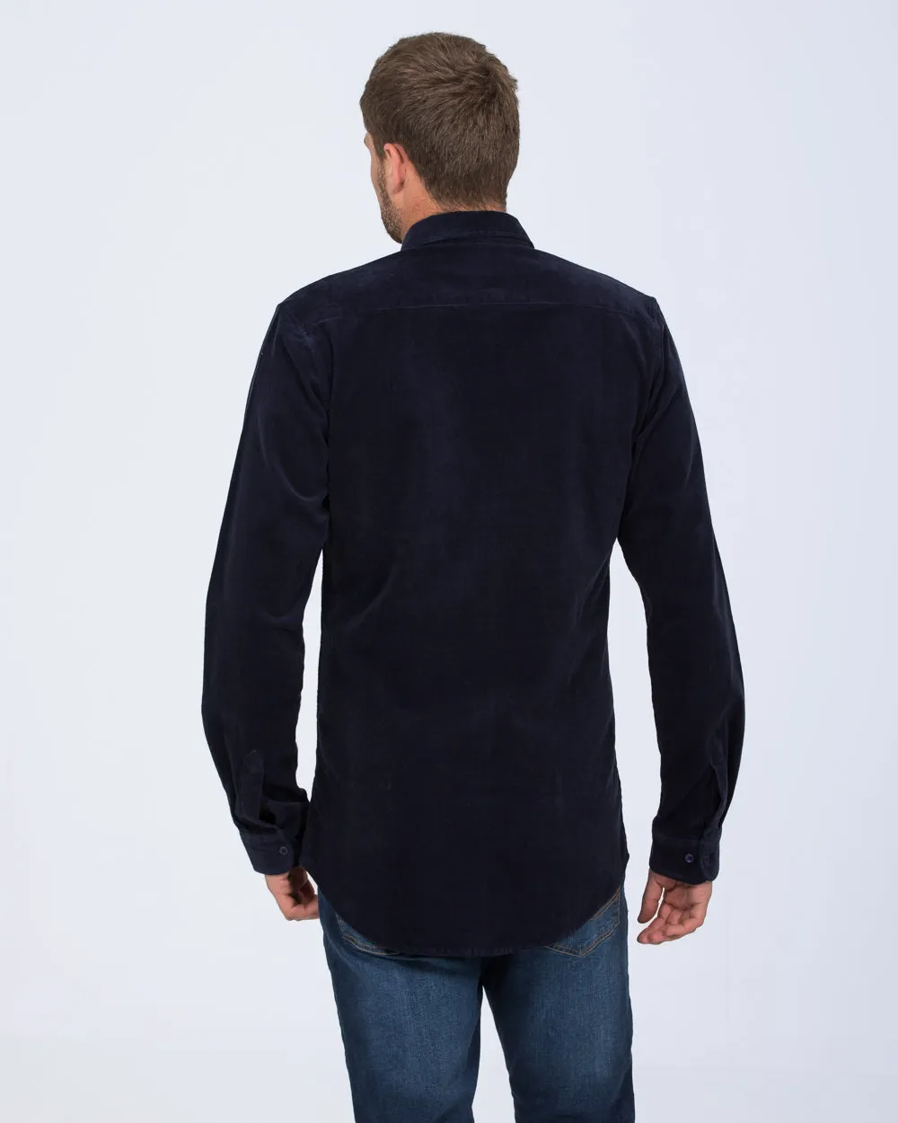 2t Drew Extra Tall Slim Fit Cord Oxford Shirt (navy) Universal Fit