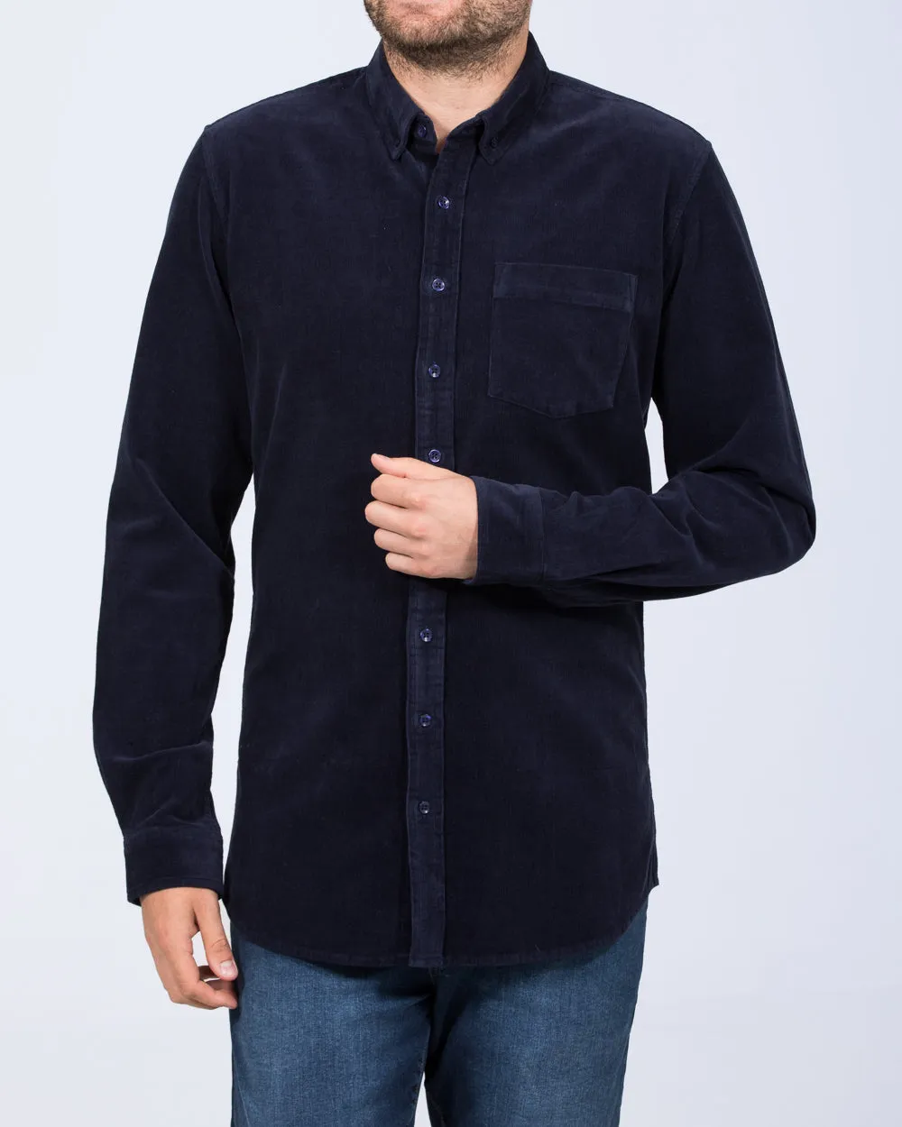 2t Drew Extra Tall Slim Fit Cord Oxford Shirt (navy) True Fit