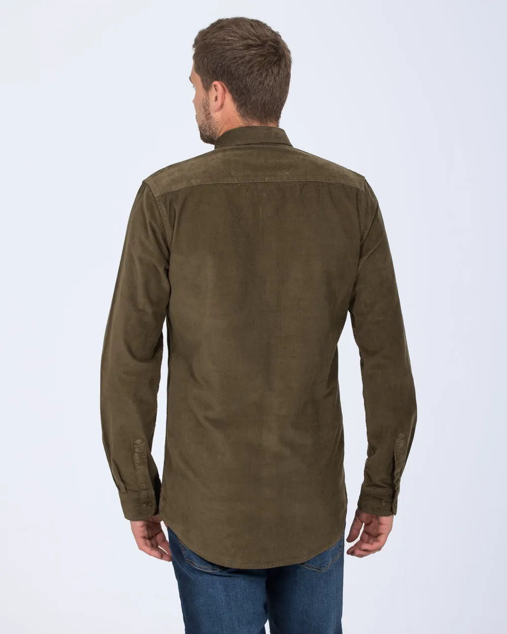 2t Drew Tall Slim Fit Cord Oxford Shirt (dark khaki) City Mood
