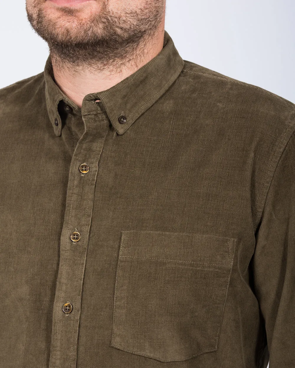 2t Drew Tall Slim Fit Cord Oxford Shirt (dark khaki) Move Well