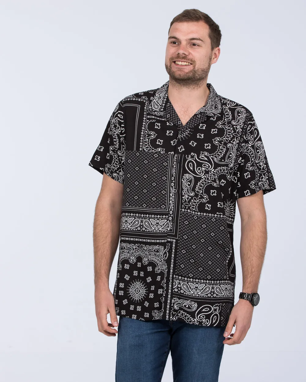 2t Dustin Short Sleeve Tall Revere Shirt (black scarf) Chill Mood