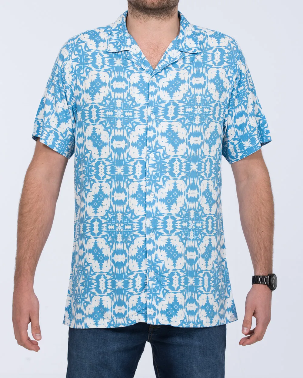 2t Dustin Short Sleeve Tall Revere Shirt (blue) Skin Soft