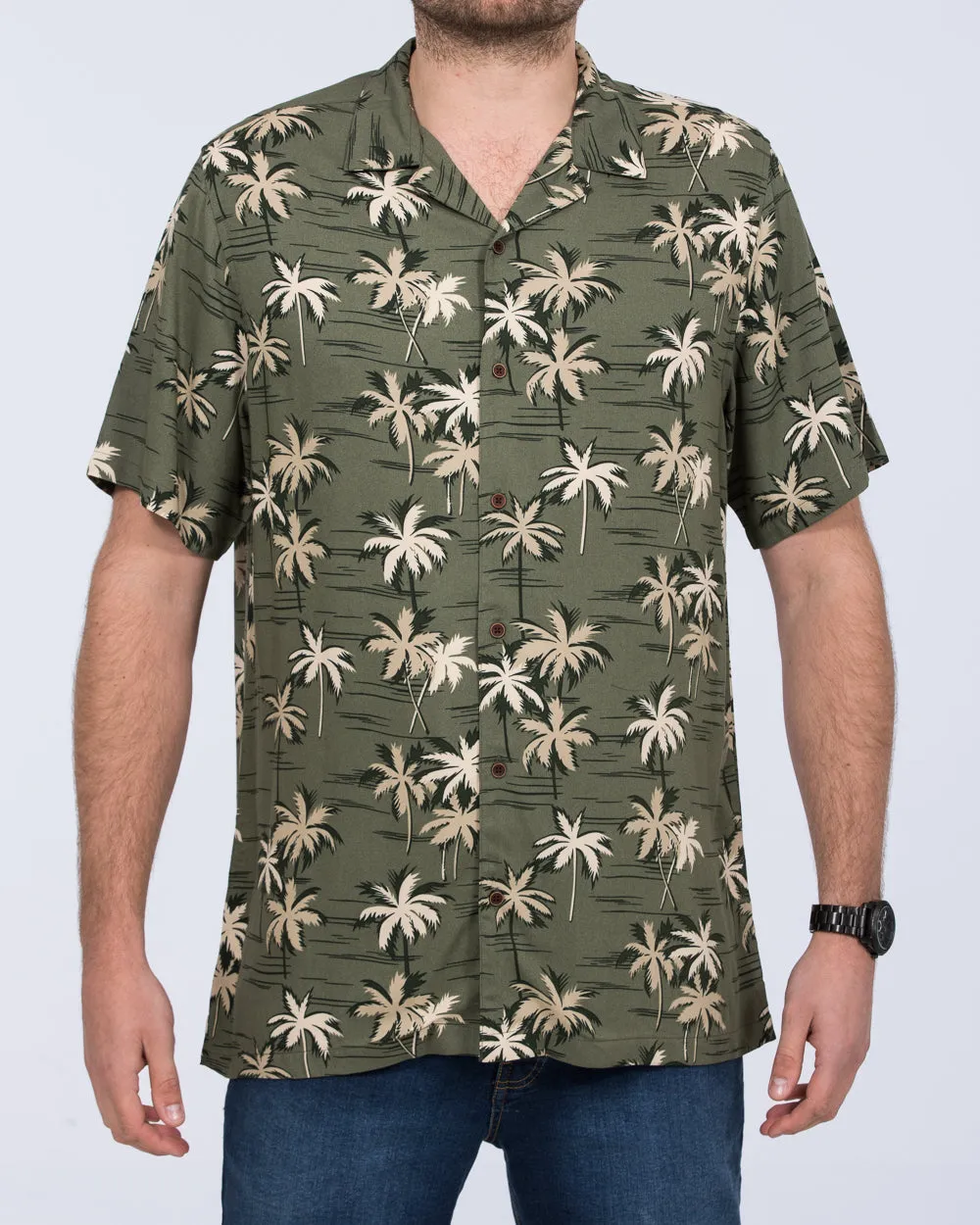 2t Dustin Short Sleeve Tall Revere Shirt (khaki palm) Breezy Motion