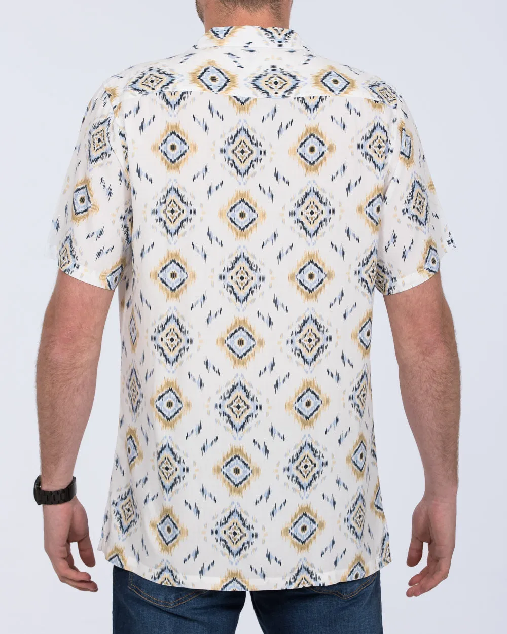 2t Dustin Short Sleeve Tall Revere Shirt (white aztec) Mood Ready