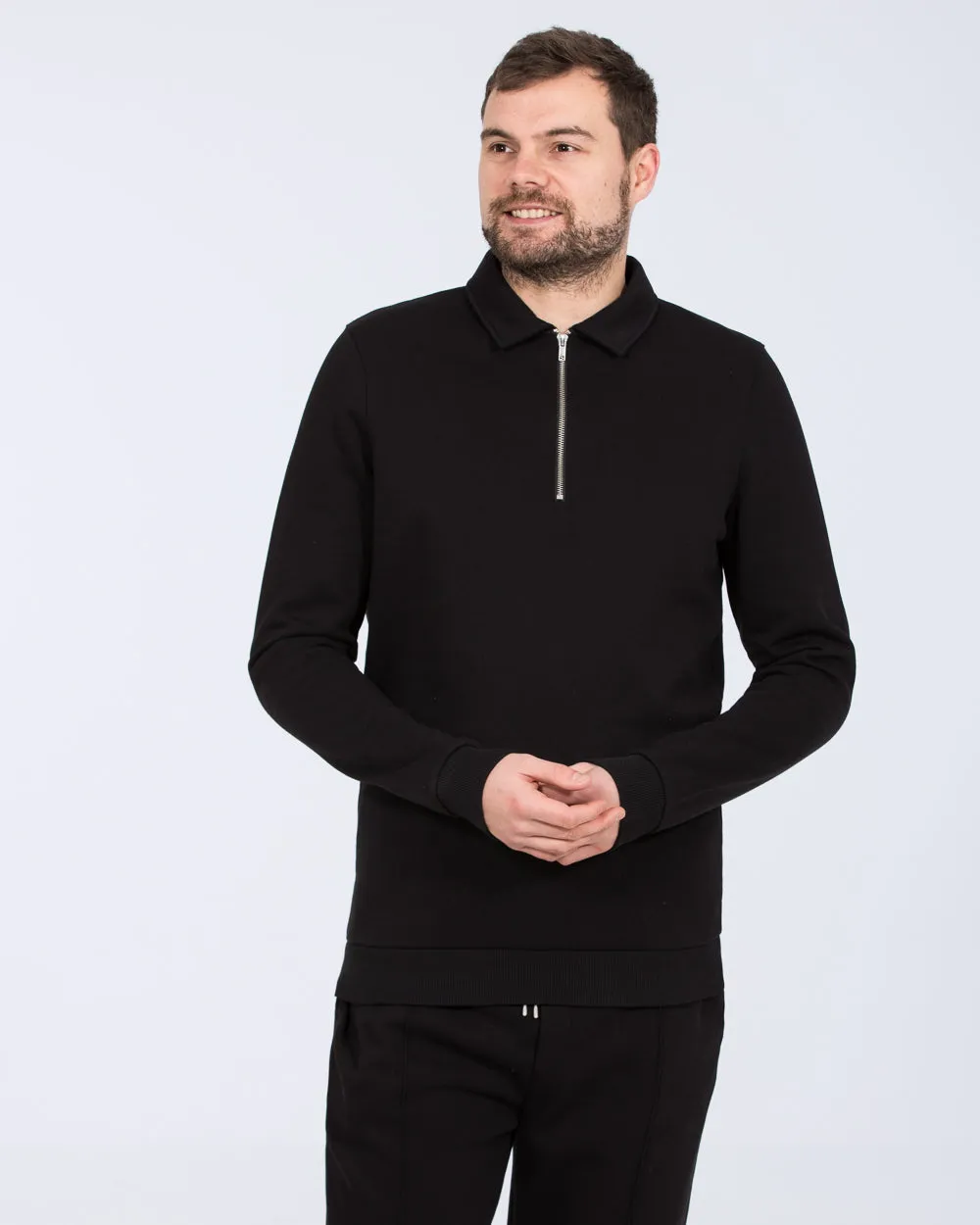 2t Elijah Tall Quarter Zip Sweatshirt (black) effortless fit