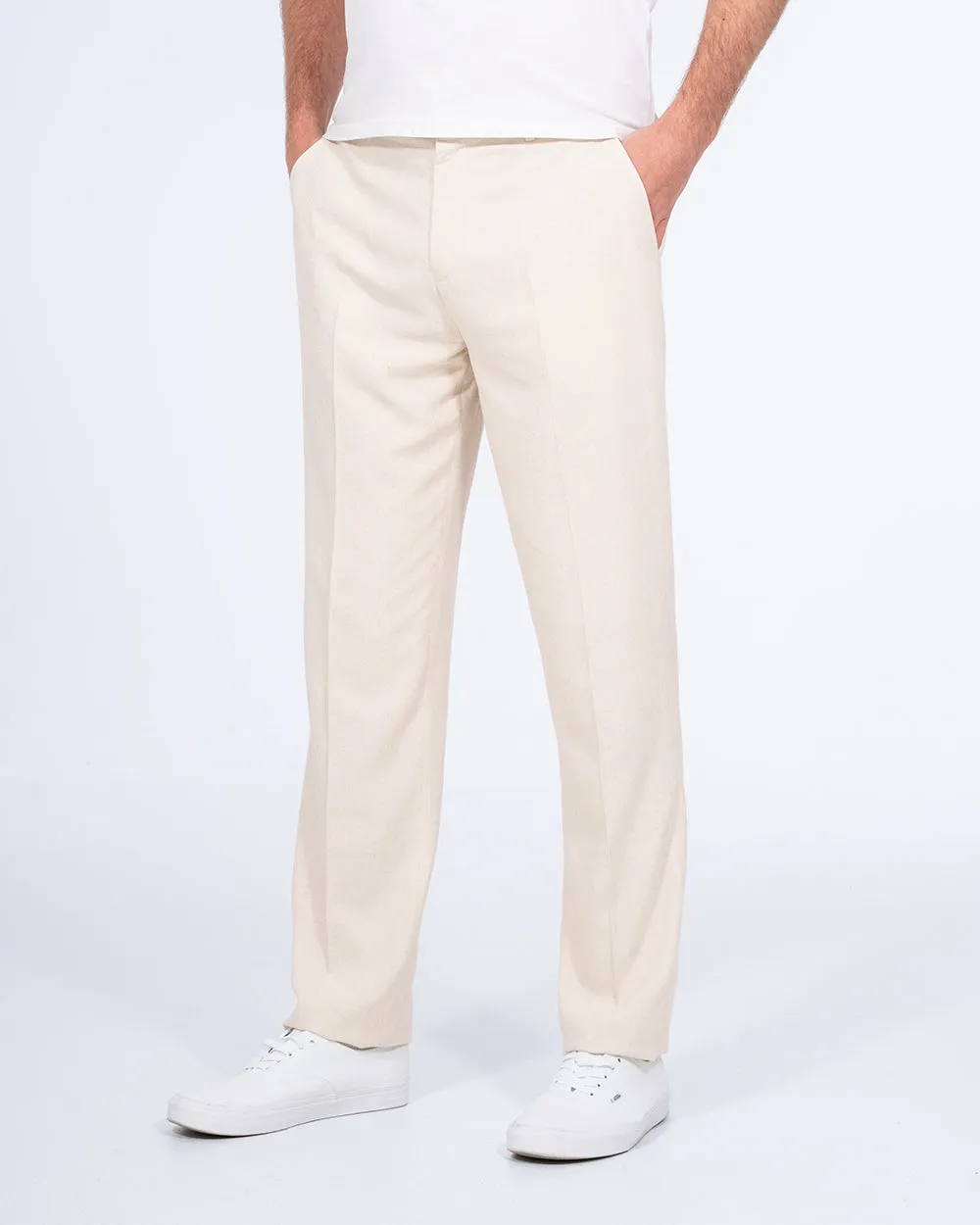 2t Ellis Tall Regular Fit Linen Look Trousers (stone) signature series