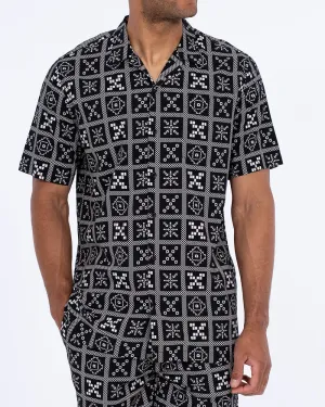 2t Etienne Tall Short Sleeve Revere Shirt (black/white) Fit First